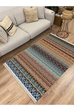 Cotton Serisi Multy Tonların Antik Eskitme Desen Dekoratif Dokuma Taban Kilim