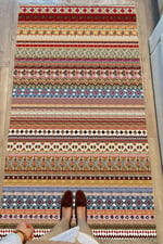 Cotton Serisi Multy Tonlarında Antika Esitme Desenli Dekoratif Dokuma Taban Kilim
