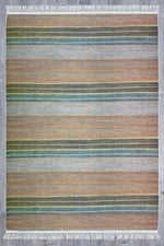 Cotton Serisi Multy Tonlarında Çizgili Eskitme Etnik Desenli Dekoratif Dokuma Taban Kilim 3043