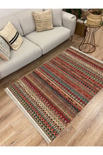 Cotton Serisi Multy Tonlarında Eskitme Antika Desenli Dekoratif Dokuma Taban Kilim