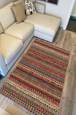 Cotton Serisi Multy Tonlarında Eskitme Antika Desenli Dekoratif Dokuma Taban Kilim