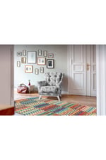 Cotton Serisi Multy Tonlarında Geometrik Eskitme Desen Dekoratif Dokuma Taban Kilim