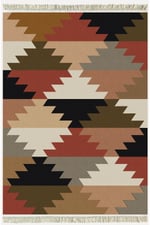 Cotton Serisi Multy Tonlarında Geometrik Baklavalı Desen Dekoratif Dokuma Taban Kilim