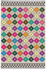 Cotton Serisi Multy Tonlarında Geometrik Baklava Desen Dekoratif Dokuma Taban Kilim