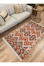 Cotton Serisi Multy Tonlarında Kabartma Görünümlü Eskitme Desen Dekoratif Dokuma Taban Kilim