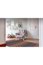 Cotton Serisi Multy Tonlarında Zikzak Eskitme Modern Desen Dekoratif Dokuma Taban Kilim