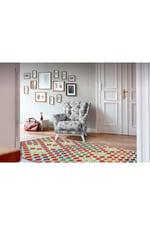 Cotton Serisi Renkli Geometrik Baklava Desenli Dekoratif Dokuma Taban Kilim