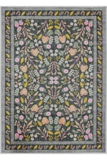 Dark Flora Bohem Çiçek Desenli Yıkanabilir Pamuk Taban Modern Halı 453