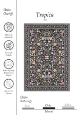 Dark Flora Bohem Çiçek Desenli Yıkanabilir Pamuk Taban Modern Halı 453