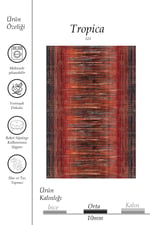 Estetik Çizgili Modern Salon Pamuk Taban Halısı - Kiremit/Antrasit Mars523