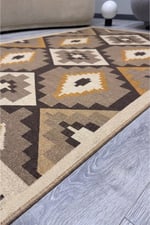 Etnik Kilim Görünümlü Dekoratif Halı Salon, Antre ve Oturma Odası İçin Modern Pamuk Taban Halı 2329