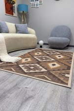 Etnik Kilim Görünümlü Dekoratif Halı Salon, Antre ve Oturma Odası İçin Modern Pamuk Taban Halı 2329