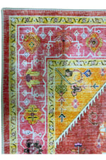 Flora Etnik Çiçekli Vintage Tarz Kırmızı-Pembe Yıkanabilir Pamuk Taban Modern Halı 483