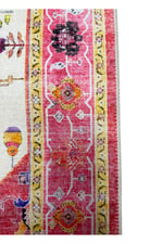 Flora Etnik Çiçekli Vintage Tarz Kırmızı-Pembe Yıkanabilir Pamuk Taban Modern Halı 483