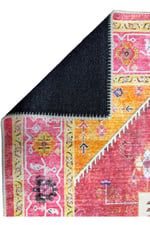 Flora Etnik Çiçekli Vintage Tarz Kırmızı-Pembe Yıkanabilir Pamuk Taban Modern Halı 483