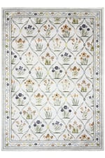 Flora Garden Pastel Çiçek Desenli Yıkanabilir Pamuk Taban Modern Halı 449