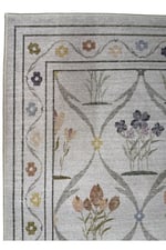 Flora Garden Pastel Çiçek Desenli Yıkanabilir Pamuk Taban Modern Halı 449