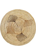 Floral Desenli Örgü Yuvarlak Natural Çift Taraflı Halı Boho 907
