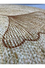 Floral Desenli Örgü Yuvarlak Natural Çift Taraflı Halı Boho 907