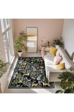 Floral Mars Haki Pastel Çok Renkli Botanik Tema Dokuma Taban Halı Salon Halısı Çocuk Halısı Mars253
