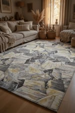 Geometrik Küp Desenli Modern Halı - Gri Soyut Optik İllüzyon Salon Halısı