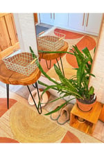 Jüt Kiremit Renginde Boho Stil Natural Pamuklu Dokuma Kilim Cotton 3620