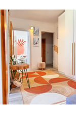 Jüt Kiremit Renginde Boho Stil Natural Pamuklu Dokuma Kilim Cotton 3620