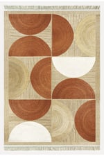 Jüt Kiremit Renginde Boho Stil Natural Pamuklu Dokuma Kilim Cotton 3620