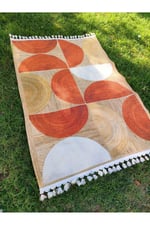 Jüt Kiremit Renginde Boho Stil Natural Pamuklu Dokuma Kilim Cotton 3620