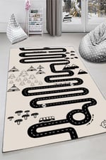 Kidsy 4012 Çocuk Odası Yol Temalı Kaymaz Taban Dekoratif Halı