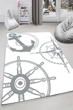 Kidsy 4022 Çocuk Odası Gemi Temalı Kaymaz Taban Dekoratif Halı