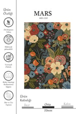 Koyu Zemin Çiçekli Halı Modern Floral Desenli Salon Oturma Odası Halısı 2183
