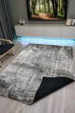 Mars 1008 Gri Tonlarında Spor Modern Desenli Dekoratif Kaymaz Taban Halı