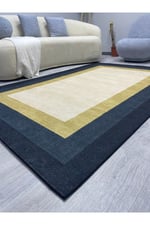 Mars 1012 Siyah Çerçeve Bordürlü Etnik Dekoratif Kaymaz Taban Halı