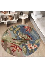 Mars 153 Pastel Tonlar Çiçekli Floral Çok Renkli Dokuma Taban Yuvarlak Halı