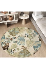 Mars 154 Pastel Tonlar Çiçekli Floral Çok Renkli Dokuma Taban Yuvarlak Halı