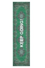 Mars 185 Keep Going Yazılı Yeşil Etnik Vintage Dokuma Taban Halı