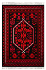 Mars 2009 Kırmızı Siyah Bordürlü Etnik Vintage Görünüm Dokuma Taban Halı