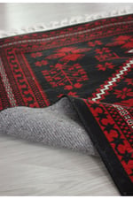 Mars 2009 Kırmızı Siyah Bordürlü Etnik Vintage Görünüm Dokuma Taban Halı