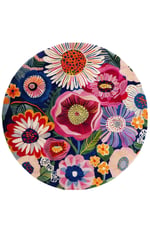 Mars 201 Çiçekli Çok Renkli Yuvarlak Dokuma Taban Salon Halısı