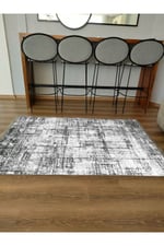 Mars 2087 Gri Tonlarında Eskitme Mermer Görünümlü Kaymaz Dekoratif Halı