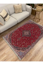 Mars 2167 Etnik Desenli Yıkanabilir Kaymaz Tabanlı Salon Halısı, Koridor Ve Mutfak Halısı Kilim