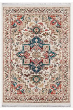 Mars 2178 Krem Ve Bej Tonlarında Vintage Modern Saçaklı Yıkanabilen Dekoratif Halı