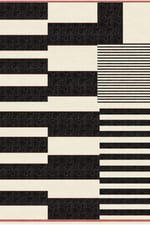 Mars 74 Siyah Beyaz Tonlarında Dekoratif Salon Halısı Saçaklı Yıkanabilen Halı