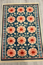 Mars Halı Çiçekli Floral Mavi Pembe Pop Art Salon Halısı Mutfak Halısı Yolluk Otantik Halı Mars 231