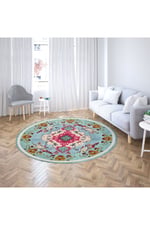 mars halı turkuaz tonlarında klasık dekoratif Kilim Salon Halısı Saçaklı Yıkanabilen Halı