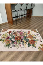Mars Serisi Multy Tonlarında Eskitme Çiçek Desen Kaymaz Taban Şönil Halı