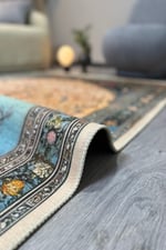 Mercan ve Deniz Kızı Figürlü Dekoratif Halı Desenli Yumuşak Dokulu Pamuk Yatak Odası Salon Halısı