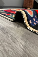 Milano Modern ve Canlı Renkli Geometrik Halı Modeli Siyah Etnik Desenli Püsküllü Yıkanabilir Halı271