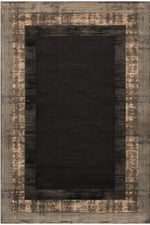 Modern Siyah Kahve Çerçeve Desenli Kilim – Minimal Salon Halısı, Kaymaz Taban 2206